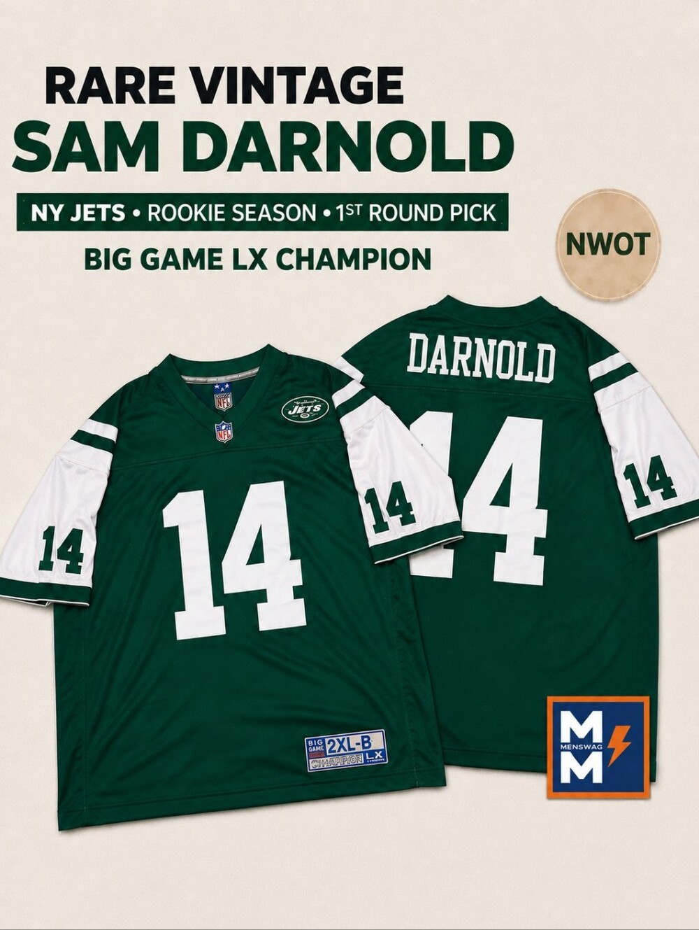 Darnold Rookie Season NY Jets 1st Round Pick Jersey NWOT  2XL